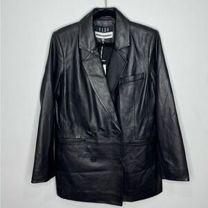 Veda x Reformation Dalia Leather Blazer Black Women’s Medium